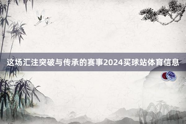 这场汇注突破与传承的赛事2024买球站体育信息
