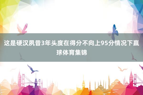 这是硬汉夙昔3年头度在得分不向上95分情况下赢球体育集锦