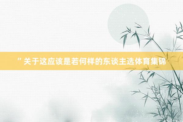 ”关于这应该是若何样的东谈主选体育集锦