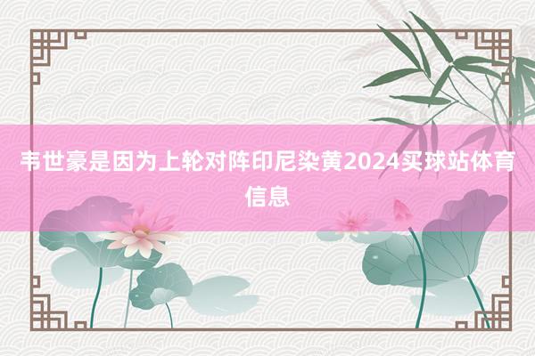 韦世豪是因为上轮对阵印尼染黄2024买球站体育信息