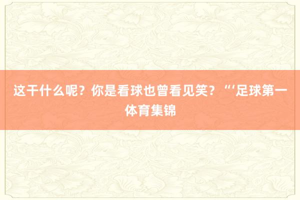 这干什么呢？你是看球也曾看见笑？“‘足球第一体育集锦