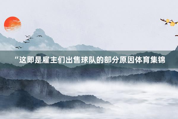 “这即是雇主们出售球队的部分原因体育集锦