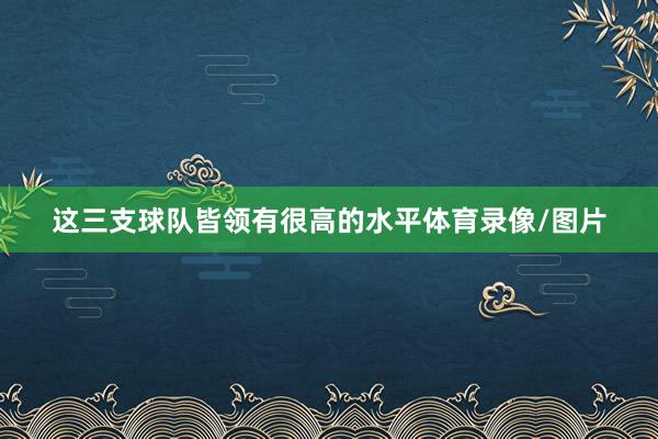 这三支球队皆领有很高的水平体育录像/图片