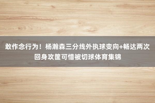 敢作念行为！杨瀚森三分线外执球变向+畅达两次回身攻筐可惜被切球体育集锦