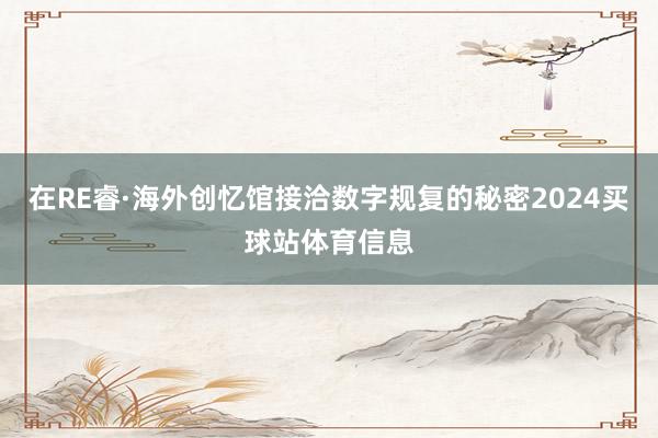 在RE睿·海外创忆馆接洽数字规复的秘密2024买球站体育信息