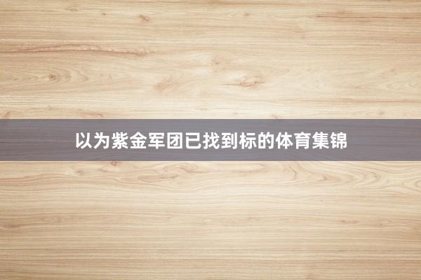 以为紫金军团已找到标的体育集锦
