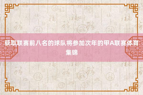 获取联赛前八名的球队将参加次年的甲A联赛体育集锦