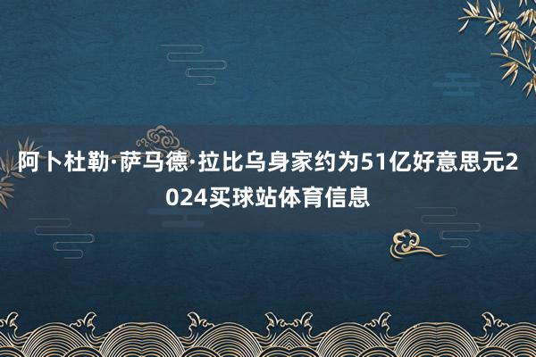 阿卜杜勒·萨马德·拉比乌身家约为51亿好意思元2024买球站体育信息